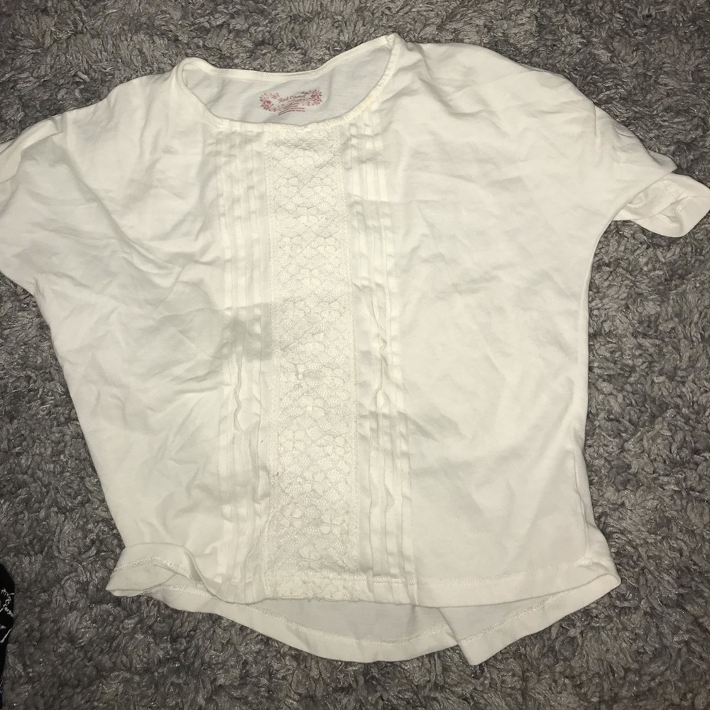 Cute white lace detail girls shirt